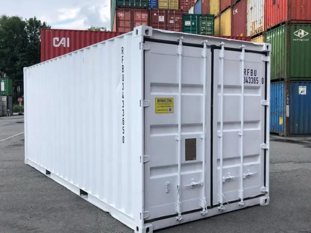 20FT Shipping Container — One Trip, White, RAL 9003